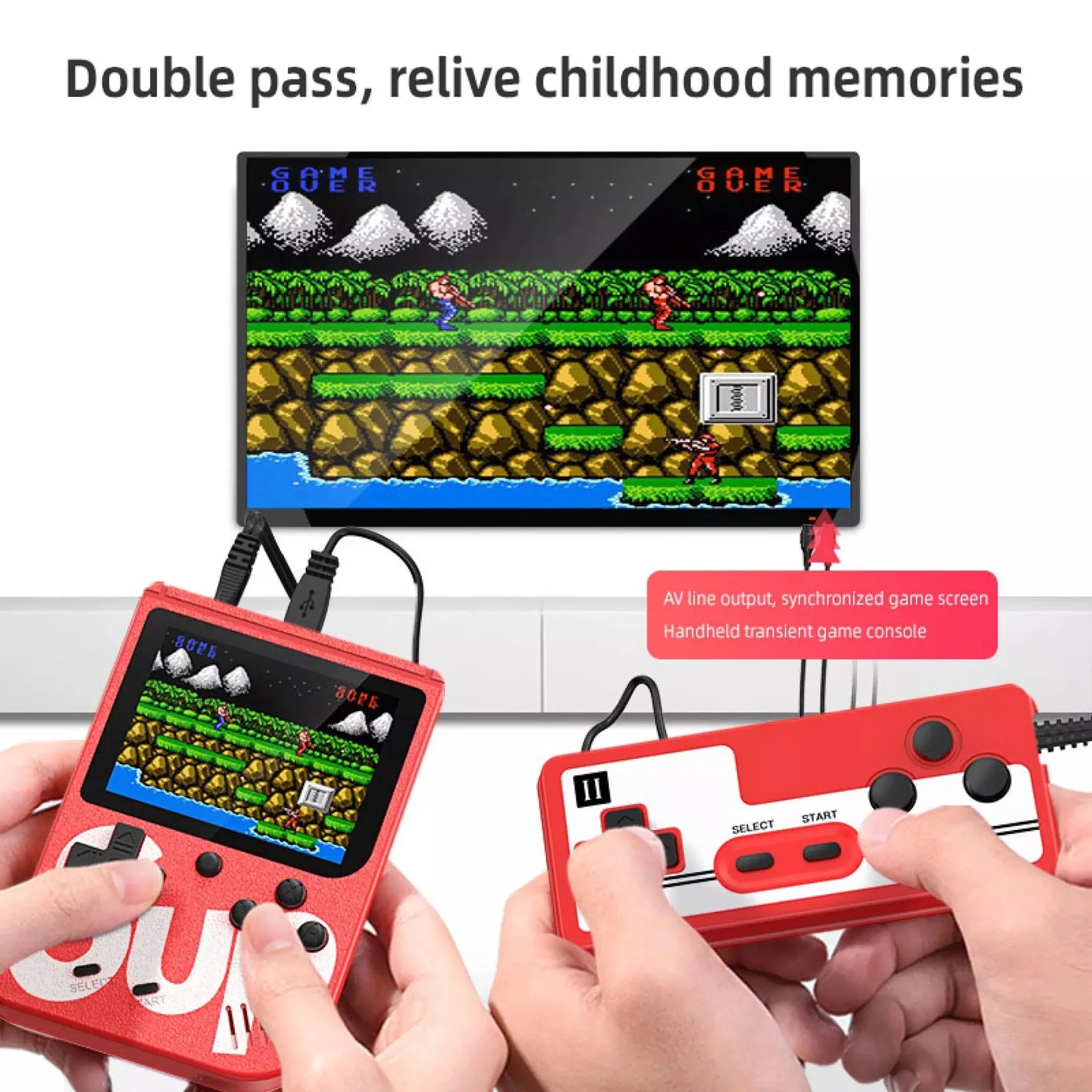 Retro Mini Handheld Game Console – 400 Classic Games Built-In, Portable Arcade Player with Rechargeable Battery & AV/TV Cable