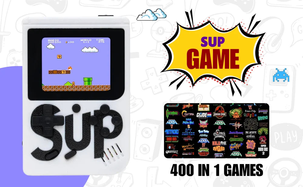 Retro Mini Handheld Game Console – 400 Classic Games Built-In, Portable Arcade Player with Rechargeable Battery & AV/TV Cable